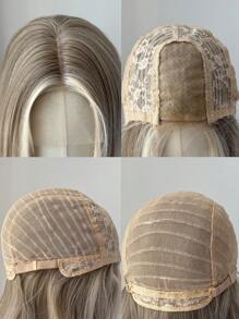 Blonde Wavy Wig 22inch Synthetic Heat Resistant LongLength U Lace Shape Small Lonc Wave Curly Wig ForFashion Wvoman Daily Use - Gray Highlight - View 8