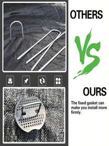 花园桩套件 - 带塑料固定垫圈和安装钩工具的 U 型桩，适用于隔离织物、草皮钉、地面覆盖物、围栏锚固、人造草坪 - 户外园艺用品 - 彩色 - 查看 7