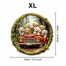 猫咪家族/卡车里的狗木制拼图，精美纸盒，异形拼图玩具，独特的儿童礼物，不对称动物形状木制拼图，装饰艺术绘画