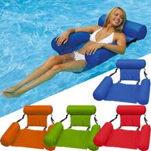 PVC Summer Inflatable Foldable Floating Row, Swimming Pool Water Hammock, Beach Water Sports Lounger Chair, Beach Pool Supplies,New Design Foldable Inflatable Water Floating Bed With Backrest - Multicolor - View 3