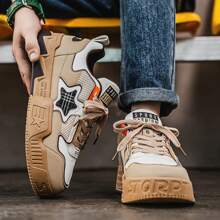 Men's Shoes 2025 Spring New Star Shoes Casual Fashion Shoes Men's Thick Soles Anti-Slip Wear-Resistant Sports Shoes - 棕色 - 查看 8