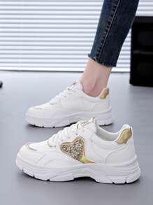 女士透气舒适轻便防滑缓冲休闲运动跑步运动鞋 - 金色 - 查看 6