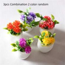 5pcs/4pcs/3pcs/2pcs/1pc Mini Ditsy Floral, Miniature Potted Plants Decor, Dollhouse Miniature Realistic Colorful Flower, Plant Pot, Miniature Model, Micro Landscape Accessory - Multicolor - View 12