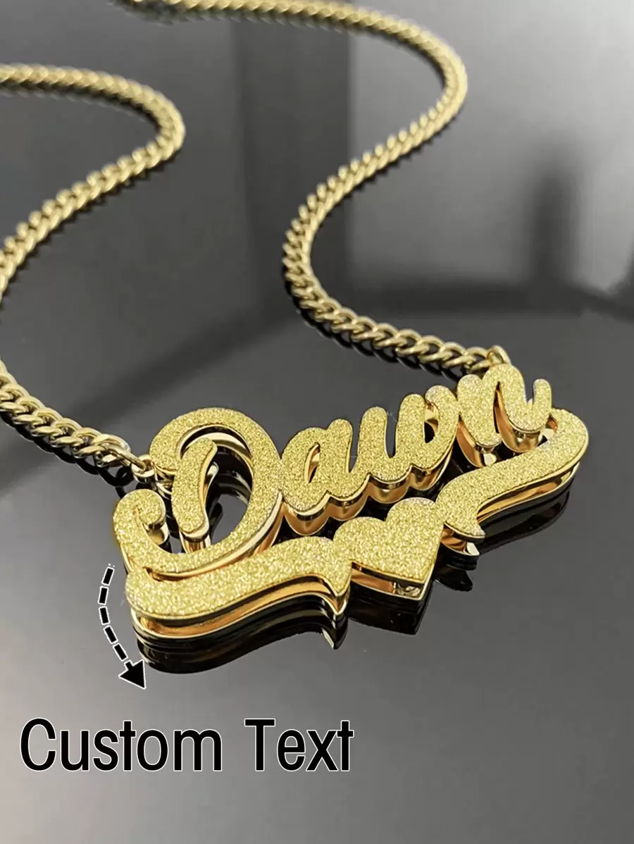 Collar de acero inoxidable con doble capa mate personalizado, collar colgante con forma de corazón y letra en inglés, regalo ideal para parejas, amigos, familia, Día de la Madre, moda, otoño, contracción, simple, casual, vintage, personalizado, regalo único para ella, novia, mamá, familia, amigo, hija para aniversario, San Valentín, Día de la Madre, cumpleaños, graduación, uso diario, boda, baile de graduación