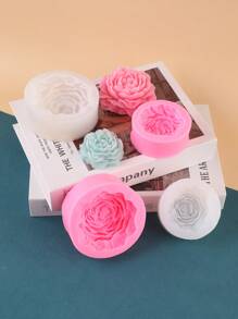 1 件 3D 牡丹香薰蜡烛硅胶模具、石膏、手工皂玫瑰 DIY 石膏工艺工具 - 白色 - 查看 3