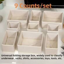 9 pièces/set, Organisateur de sous-vêtements universel toutes saisons, polyvalent, boîte de rangement de sous-vêtements en tissu non tissé, boîte de rangement de vêtements, outils de rangement, sous-vêtements classés, soutiens-gorges, chaussettes, cravates, foulards, t-shirts, accessoires, outils, etc. Facile à trouver ce que vous cherchez sans fouiller dans toutes vos affaires. Peut contenir une variété d'objets personnels, adapté aux garde-robes, commodes, boîtes à outils des hommes, femmes, enfants, boîte de séparation de tiroir de sous-vêtements, économisez de l'espace de rangement, pliable lorsqu'il n'est pas utilisé. - Beige - Voir 2