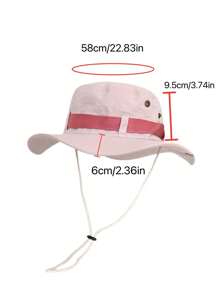 1pc Unisex Casual Polyester Bucket Hat With Drawstring, Foldable UV Protection Sunhat Suitable For Hiking, Beach Fishing, Summer Outdoor Activities - Multicolor - View 7