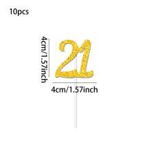 10 件金色闪光数字水果签，适用于生日、节日派对蛋糕装饰（30/40/50/60）、圣诞节