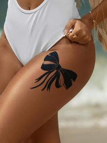 Herbal Juice Waterproof Temporary Tattoo Sticker, Butterfly, Sexy Lace Butterfly Flower Designs For Arms, Legs, Body Art, Glitter Tattoos, Unisex - Blue - View 6