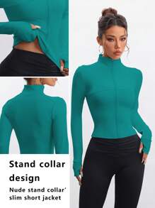 FWH Women's Fashion Yoga Outdoor Running Commuting Dating Sun Protection Essential Stretch Comfortable Back-Shaping Abdominal-Toning Slimming Fitness Retro High-End Street Elegant Sportswear Running Workout Wear Zipper Stretch Minimalist Fashion Sexy Fitted Long-Sleeve Yoga Jacket
