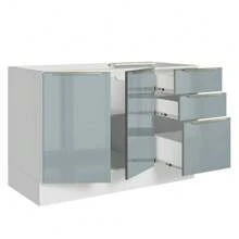 Gabinete Bajo Cocina Madesa Lux 120cm Sin Encimera BG Mueble de Cocina Moderno con Almacenamiento para Utensilios y Electrodomésticos - Blanco y Gris - Ver 5