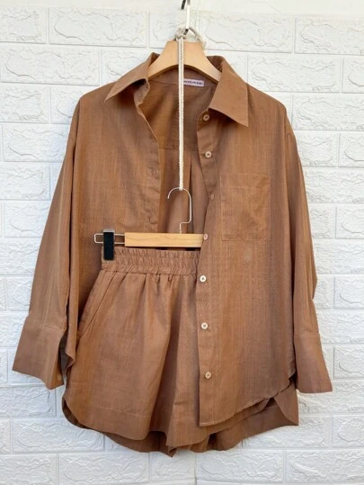 conjunto linho camisa com short