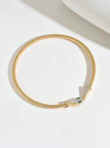 1pc Gold Snake Pendant Necklace - Statement Animal Necklace For Women's Night Out - Multicolor - View 7