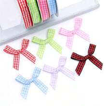 1 卷 5 码 10 毫米格子丝带网格印花丝带适用于家庭婚礼圣诞装饰 DIY 礼品包装丝带蝴蝶结