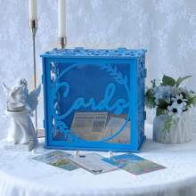 Wedding Card Box Graduation Card Box, Pink/Blue PVC Gift Card Box With Slot And Acrylic Window, DIY Large Card Box For Wedding Reception Party Graduation Baby Shower Birthday Decorations - Wedding Card Box - View 11