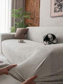 1 PIEZA Funda elástica de jacquard para sofá, funda de sofá de estilo moderno antideslizante, adecuada para sofás en forma de L y sofás de 1/2/3/4 plazas, universal para todas las temporadas, fácil de instalar y quitar - Gris Claro - Ver 8