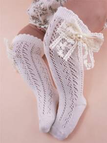 Lace Ruffle Princess Mesh Breathable Socks New Transfer Socks Pearl Socks Children Ankle Long Sock Summer Baby Girls Kids Toddler For 0-3Years Beige - Beige - View 4