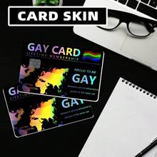 4pcs Ombre Color Card Stickers - Fashionable Holographic Card Decal Stickers, PVC Self-Adhesive Holographic Colored Card Sleeves, Suitable For Credit Cards, Key Cards, Ultra-Thin, Waterproof, Scratch-Resistant, Anti-Slip, Debit Cards, Decorative Card Stickers