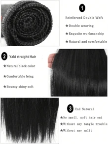 3 Bundles 14~26 Inch Black Yaki Traight Bundles Extensions, Yaki Bundles Natural Black Yaki Straight Synthetic Hair Extensions For Women DIY Hairstyle