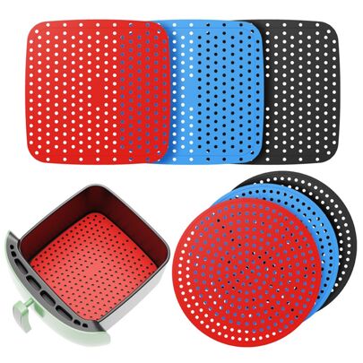 Forro reutilizable para freidoras de aire de 5 cuartos de galón o talla grande grandes - Forro de silicona cuadrado de 8.5 pulgadas para freidora de aire - Accesorio de freidora de aire fácil de limpiar - Alternativa al papel de hornear antiadherente para lavavajillas