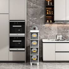 4 层/5 层纤薄浴室储物柜，窄型浴室柜，带可见门，无需组装 PP 储物整理器，适用于小空间、厨房、洗漱用品家居浴室装饰浴室整理器夏季返校 - 透黑色 - 查看 11