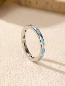 MODIAN MODIAN 925 Sterling Silver Retro Rhombic Simulated Turquoise Stackable Eternity Fashion Stackable Band Ring For Women Jewelry