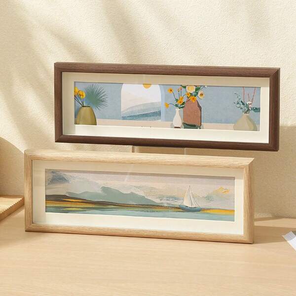 Simple Wooden Rectangular Creative Three-Dimensional Table Wooden Photo Frame Calligraphy And Painting Quotations Retro Photo Frame