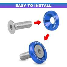 1 Set (20pcs Total) Includes 10pcs M6 Aluminum Alloy Polished Flat Washers And 10pcs Bolts, Bumper & Engine Recessed Screws For Car Styling Plate Installation And Decoration - one-size - View 11