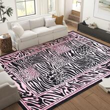 ANPHON Pearl Velvet Modern Animal Pattern Pearl Velvet Area Rug  Machine Washable Ultra Thin Vacuum Clean Non Slip Non Shedding Stain Resistant Pet Friendly  Easy To Clean Floor Decor For Living Room Bedroom Kitchen  Bathroom Hallways - 粉色 - 查看 3