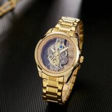 New Men's Luxurious Double-Sided Transparent Hollow Watch With Night Light And Water Resistance, Made Of Stainless Steel And Quartz Movement. A Brand-New Luxurious Business Watch, Fashionable Dress Accessory, Souvenir. Suitable As Gifts For Father's Day, Valentine's Day, Birthday, Graduation, Or Back-To-School. - Multicolor - View 9