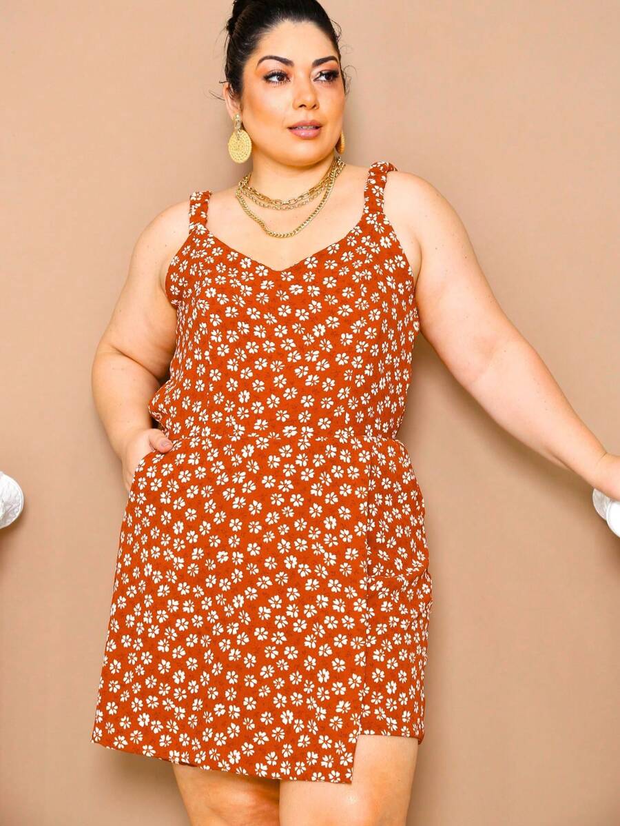 Women's Plus Size Jumpsuit Short Skirt With Printed Lining Summer - 顏色 26 - 查看 1