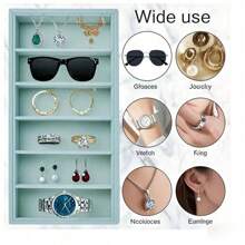 6 Fächer farbiger Samt Sonnenbrillen Organizer Tablett, eine Ausstellungs- und Aufbewahrungsbox für Brillen, Uhren und Schmuck, geeignet für Männer und Frauen
