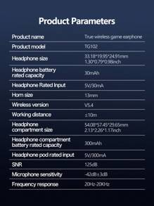 Lenovo Lenovo TG102-True Wireless Gaming Headset, Call Noise Reduction, In-Ear Sports Without Falling Off, High-Definition Stereo Sound Quality, Large Capacity And Long-Lasting Battery Life, Comfortable To Wear, Cool Mechanical Style Battery Compartment
