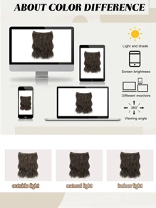 Extensions de cheveux invisibles en fil synthétique ondulé avec un fil transparent de taille ajustable, 4 clips de fixation sécurisés. Rajouts de cheveux pour femmes à usage quotidien.