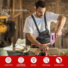Electric Screwdriver Cordless Rechargeable Pink Small Power Drill Set 3.6V Li-Ion 3.5N.M Max Torque Electric Rotatable With Case LED Light Screwdriver For Home Office DIY Tools Tools - 47pcs - View 8