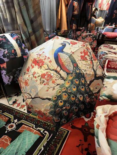 1pc 8 Ribs Retro Umbrella, Dual-Use Sunshade & Rain Umbrella, Wooden Handle, Sun & UV Protection For Women,Spring Summer Picks,Brides Maid Gifts,Room,Bedroom Decor,Beach,Travel,For Men,For Women,Vacation,Cute Stuff