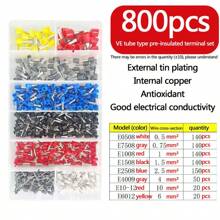 leooy 450-1800 件管型压接端子，多头压接端子钳组合套装，铜管+PVC 阻燃外壳，电线连接端子，合金钢高精度压接钳 HSC8 6-4A/6A，0.25-10mm223-7AWG 五金工具