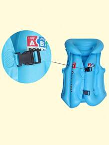 1pc Inflatable Swimming Vest, Thickened PVC Buoyancy Life Jacket For Beginner Swimmers (Random ABC Pattern & Color)