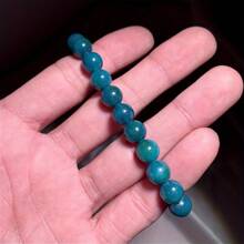 1pc/8mm Handmade Natural Blue Phosphosiderite Elastic Beaded Bracelet, Suitable For Daily Wear, Great Gift For Friends - 1Pcs/Blue Apatite - View 5