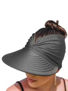 Sombrero de sol plegable de poliéster de ala extra ancha para mujer, con protección UV, sombrero de playa elegante con correa para la barbilla ajustable y a prueba de viento, sombrero de sol de verano empaquetable, liviano y transpirable