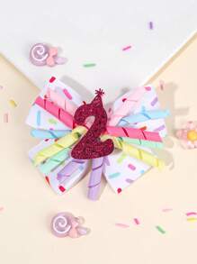 1 件甜美彩色线卷发夹，生日派对数字装饰儿童发饰