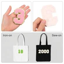20pcs Glitters Chenille Number Patches Iron-On Embroidery Numbers For Team Uniforms Sports T-Shirts Hats Bags (Red, Number 0-9)