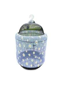 1pc Sunflower Pattern Bird Cage Net Cover, Prevent Splashing, Dust-Proof Net Canopy, Fits Square & Round Bird Cages