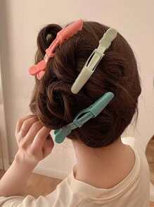 6 件装新款时尚彩色手指形发夹，鳄鱼发夹美发专业沙龙发夹鳄鱼发夹理发师配件或日常使用