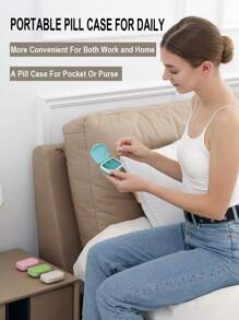 迷你便携式药丸整理盒 - 3 隔间药丸盒药片储存容器、每周药丸盒、药物分配器 - 彩色 - 查看 9