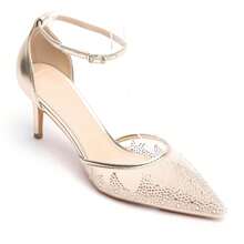 Tacones altos de punta con decoración de rhinestones, elegantes y de moda - Dorado - Ver 3