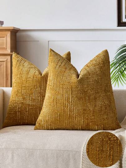 1pc Neutral Chenille Pillow Cover, Soft Textured Decorative Throw Pillow Case, Suitable For Sofa, Bed, Home Decor, 45 X 45 Cm