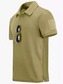 Men's Slim Short Sleeve Casual Military Tactical Polo Shirt - 卡其色 - 查看 3