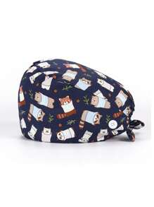 Bouffant Scrub Caps Working Surgical Cap Nurse Hats Com Botões E Faixa De Suor Ajustável Tie Back Hat Mulheres Homens Presente De Dia Dos Namorados