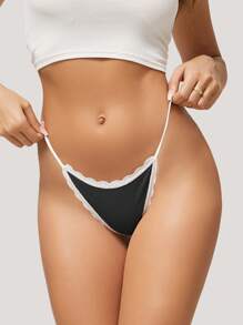 5Pcs/Set Women's Cotton Panties Lingerie Sexy Black Thongs Ladies Panties Underwear With Lace